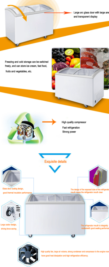 Custom size ice cream cooler cabinet ice lolly display chest deep freezer fridge for shop