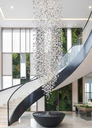 Long Stone Indoor Decoration Glass Luxury Villa Staircase Hotel Modern Chandelier Pendant Light