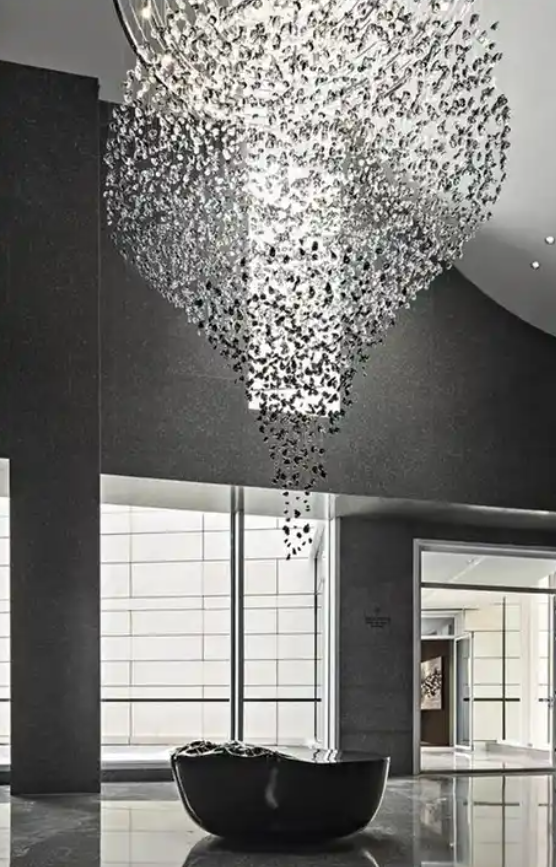 Long Stone Indoor Decoration Glass Luxury Villa Staircase Hotel Modern Chandelier Pendant Light