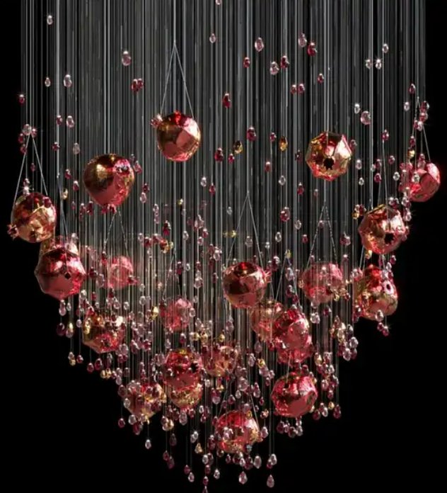KTV Commercial Space Hotel Lobby Red Color Luxury Modern Decorative Led Chandelier Light