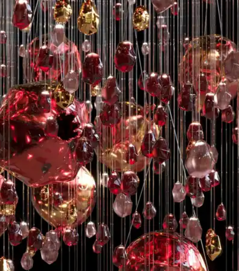 KTV Commercial Space Hotel Lobby Red Color Luxury Modern Decorative Led Chandelier Light