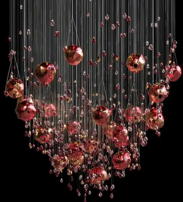 KTV Commercial Space Hotel Lobby Red Color Luxury Modern Decorative Led Chandelier Light