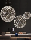 Hotel Lobby Stainless Steel Spark Ball LED Pendant Light Firework Ball Decorative Lighting