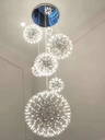 Hotel Lobby Stainless Steel Spark Ball LED Pendant Light Firework Ball Decorative Lighting