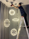 Hotel Lobby Stainless Steel Spark Ball LED Pendant Light Firework Ball Decorative Lighting