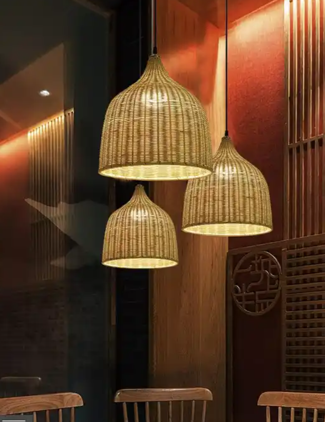 Modern Bamboo Pendant Light Wood Suspension Lantern Ceiling Light For Parlor , Restaurant ,Bar Cafe, Home Decoration Lighting