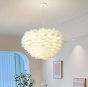 Contemporary Style Home Decoration Fixtures White Feather E27 Led Chandelier Pendant Light