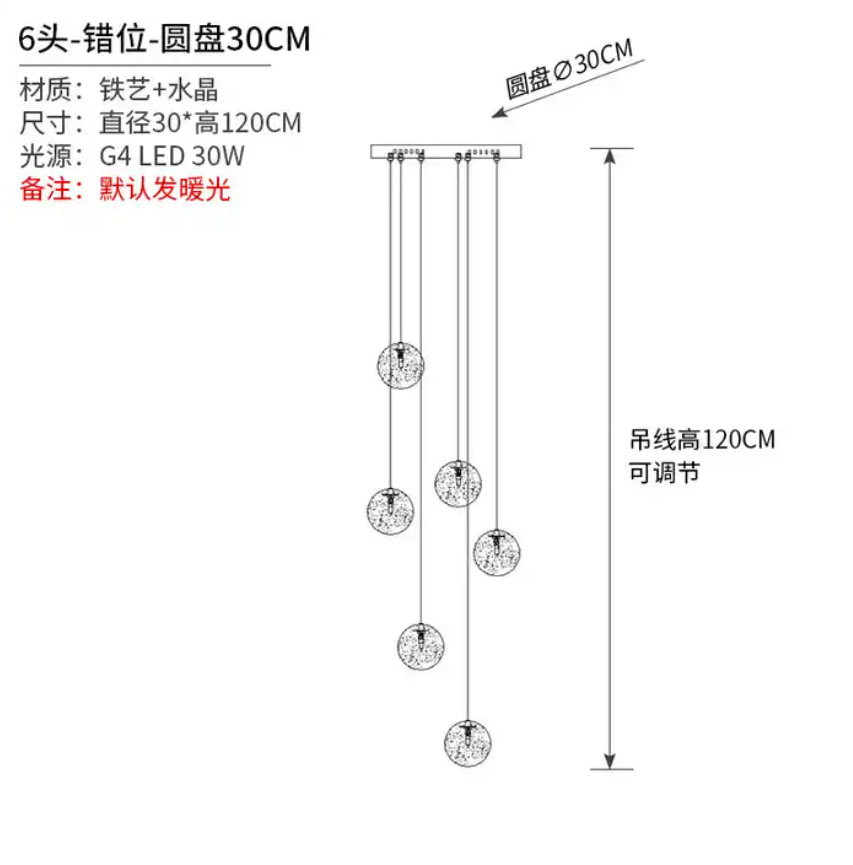 Hotel Villa Mall Indoor Decoration Fixture Crystal Ball Modern LED Pendant Light