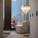 Home bedroom hotel wedding decor light American luxury artistic gold crushed crystal led chandelier floor lamp