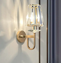 Luxury golden hotel stair corridor bedroom wall lamp post modern fashion crystal wall sconce Iwork lighting