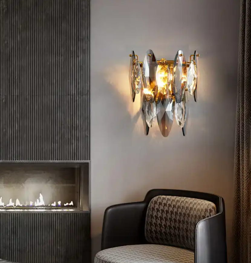 Luxury Crystal Postmodern Style Background Wall Decorative Lamp Individual Art Corridor Hotel Bedside Wall Lamp