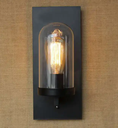 Industrial retro simple cafe shop bar hallway decorative lamp black metal glass shade LED wall lamp