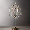 Iwork Lighting Clear Candle Small K9 Crystal Lace Chandelier Table Lamp For Wedding Bed Side Decoration