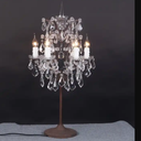 Iwork Lighting Clear Candle Small K9 Crystal Lace Chandelier Table Lamp For Wedding Bed Side Decoration
