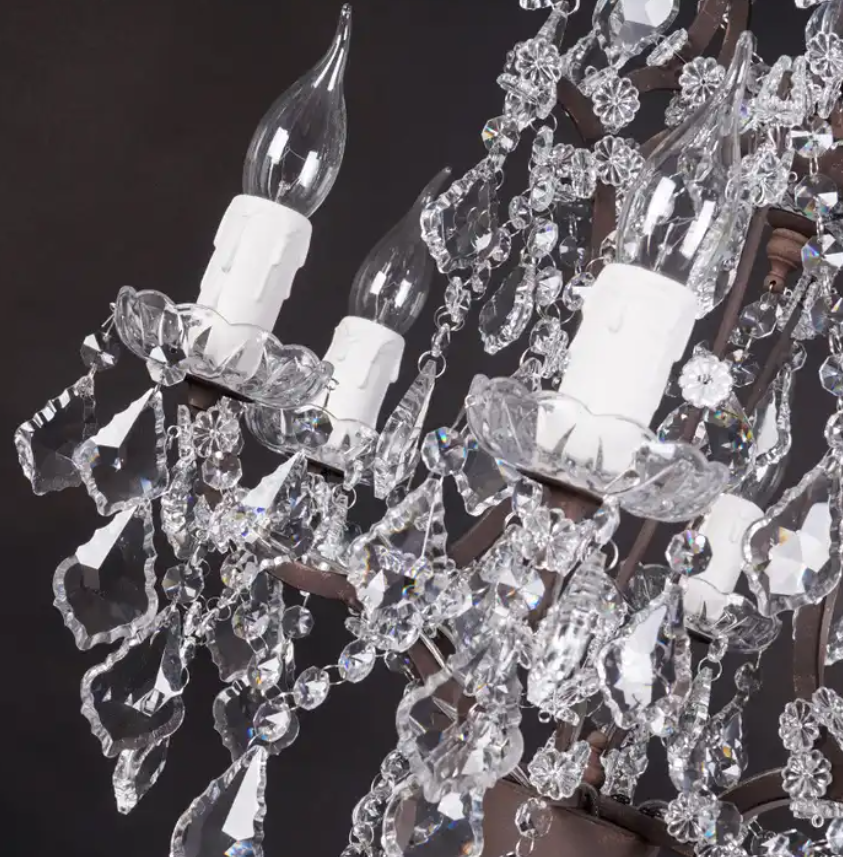 Iwork Lighting Clear Candle Small K9 Crystal Lace Chandelier Table Lamp For Wedding Bed Side Decoration