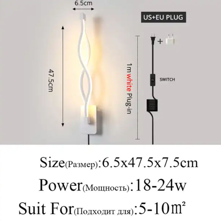 Modern Minimalist Wall Lamps Living Room Bedroom Bedside Luster LED Indoor black white Lamp Aisle Lighting decoration