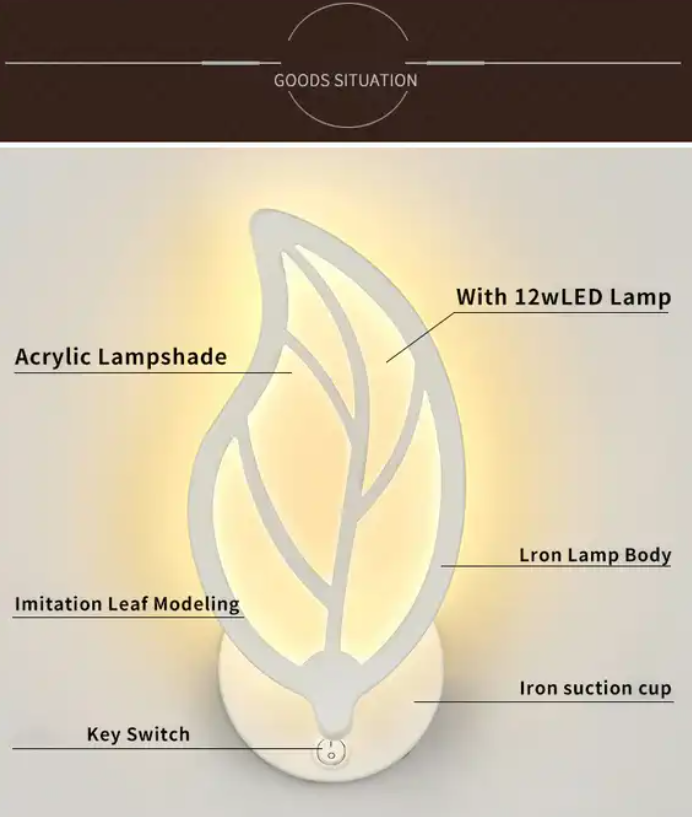 indoor unique blade design wall lamp with white light/warm light and color changing function controlled by switch