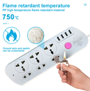 Universal Type 6 Gang with 4 USB Port Power Socket With Switch 2m Extension Socket