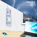 Universal Type 6 Gang with 4 USB Port Power Socket With Switch 2m Extension Socket