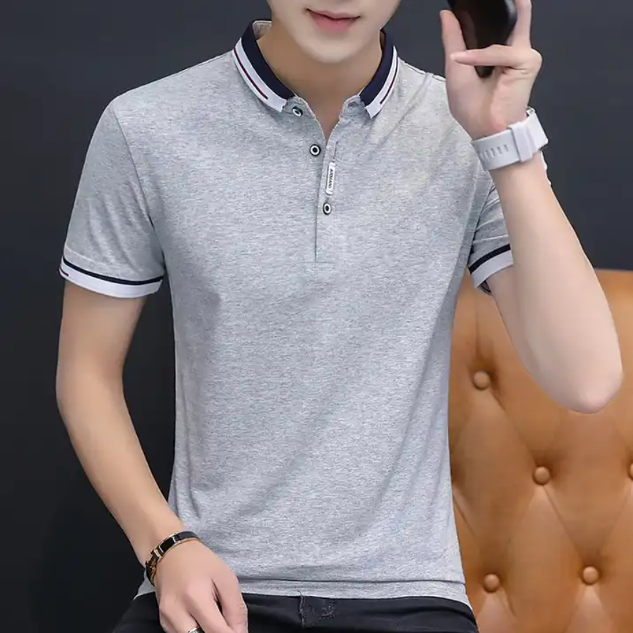 Summer Mens Short Sleeve Casual Cotton Polo Shirt Slim Basic Tee Solid Color T-shirt