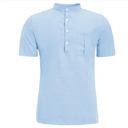 Plus Size 6XL Cotton Linen Casual Short Sleeve Button Up T-shirt Solid Color Stand-up Collar Slim Fit Shirt