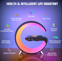 15W Speaker Multifunctional Fast Wireless Charger,  Rgb Light G Shaped 2 Type-c Fast Control Time Alarm Clock Bluetooth Speaker