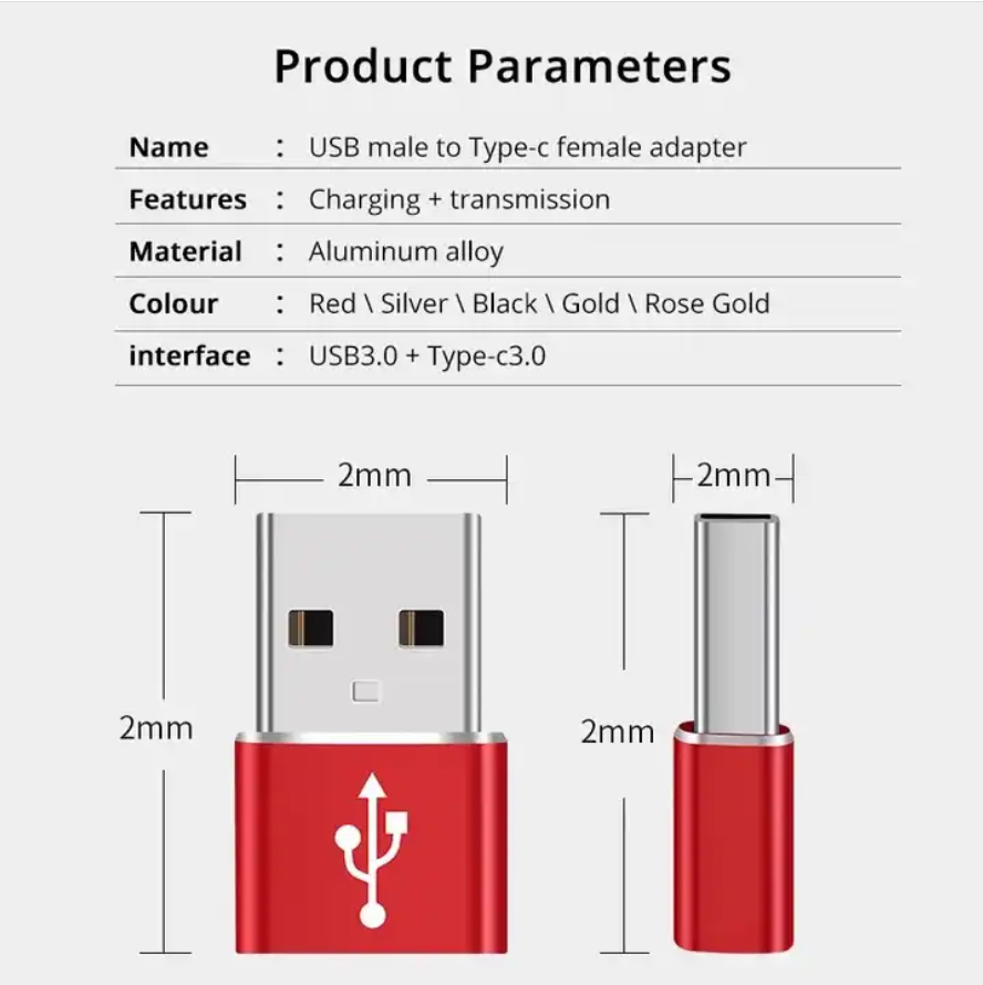 Otg USB Type C Female Connector To USB 3.0 , Type A Male Charge Sync Data Adapter USB to Type C Data Adapter Connectors