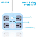 Gelistar Universal Extension Socket 4 Outlets 2 USB Port Power Socket with Switch