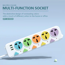 High Quality 5Way Individual Switch colorful Power Strip 2M Cable Child Proofing Multiple Plug Extension Cord Socket with 3 USB