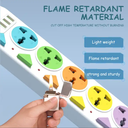 High Quality 5Way Individual Switch colorful Power Strip 2M Cable Child Proofing Multiple Plug Extension Cord Socket with 3 USB