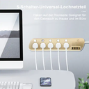 Universal Extension Socket 5 Outlets with 3 USB Port 1 Type-C With Individual Switch Power Socket