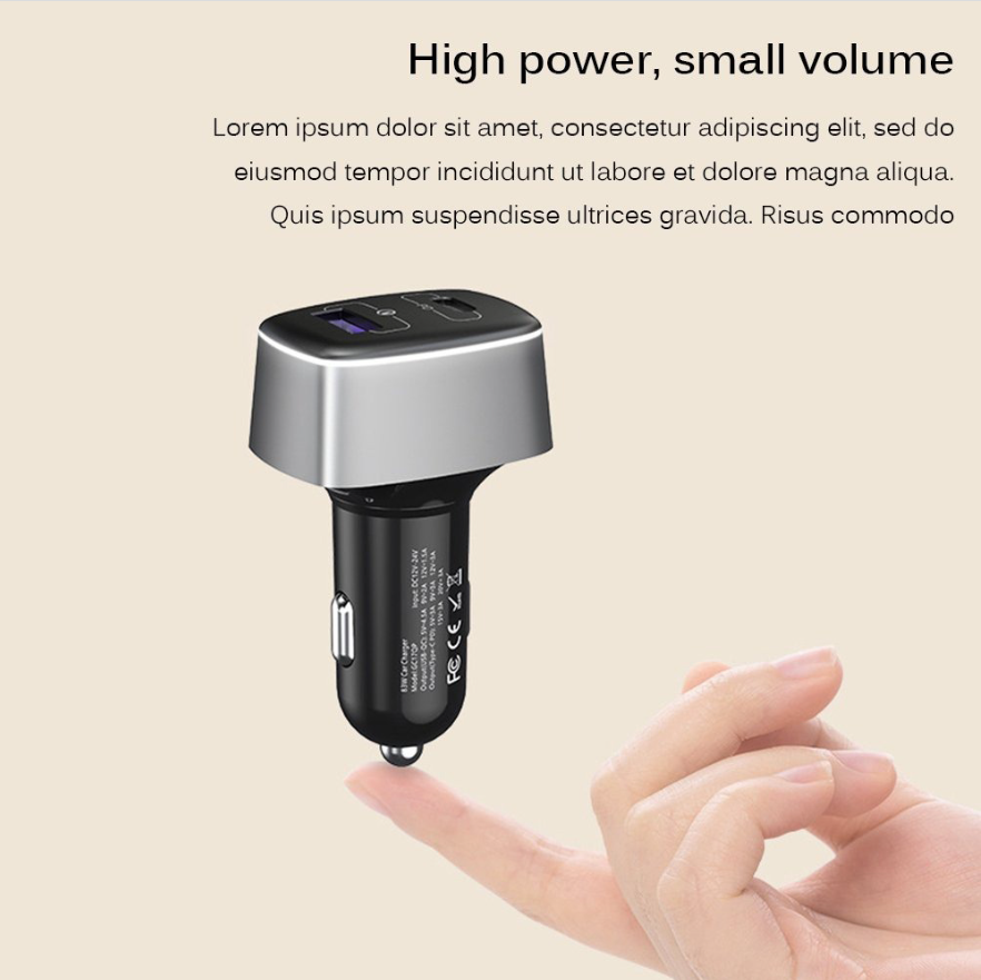 New item 83W (65W+18W) PD3.0 PPS Type C Port + Quick Charge 3.0 USB Fast Charging Car Adapter for Phone 14, 13 Pro Max