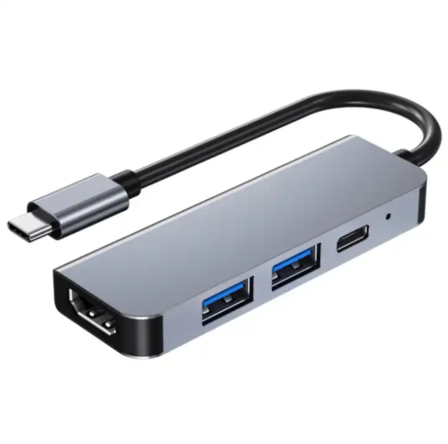 4 In 1 USB-C / Type-C + USB 3.0 + USB 2.0 + PD USB-C / Type-C Charging Ports Multifunctional HUB Docking Station