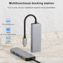 4 In 1 USB-C / Type-C + USB 3.0 + USB 2.0 + PD USB-C / Type-C Charging Ports Multifunctional HUB Docking Station