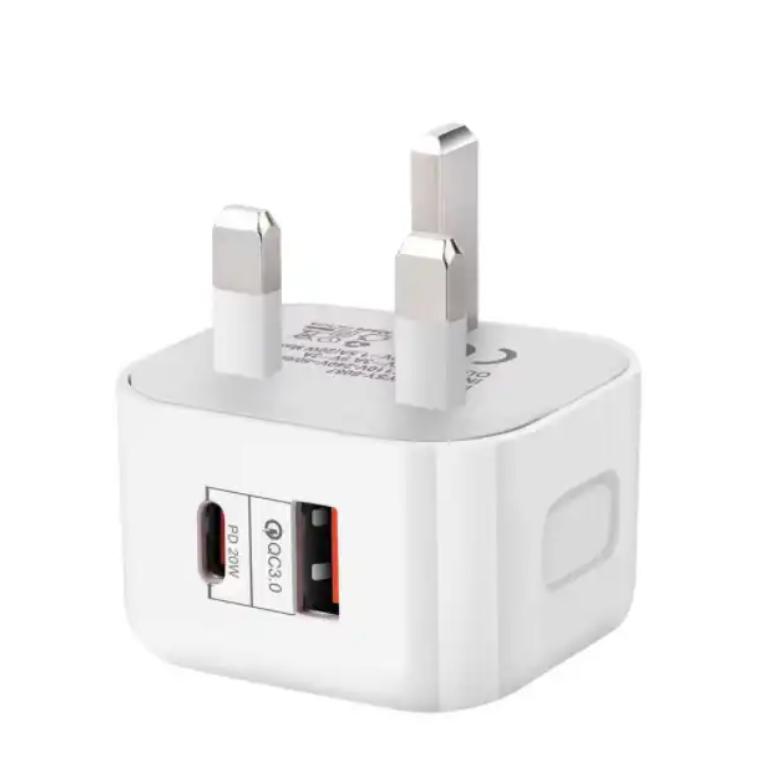 PD20W Charger QC3.O Fast Charge Type-c+USB Charger Dual Port Fast Charge Charger for Apple, Android