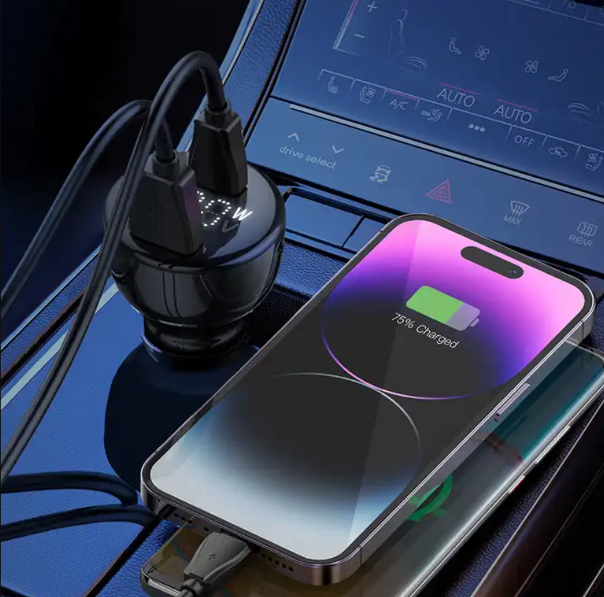 LDNIO 100W multifunction usb c fast portable dual phones laptop pd macbook type c car charger adapters with LED display