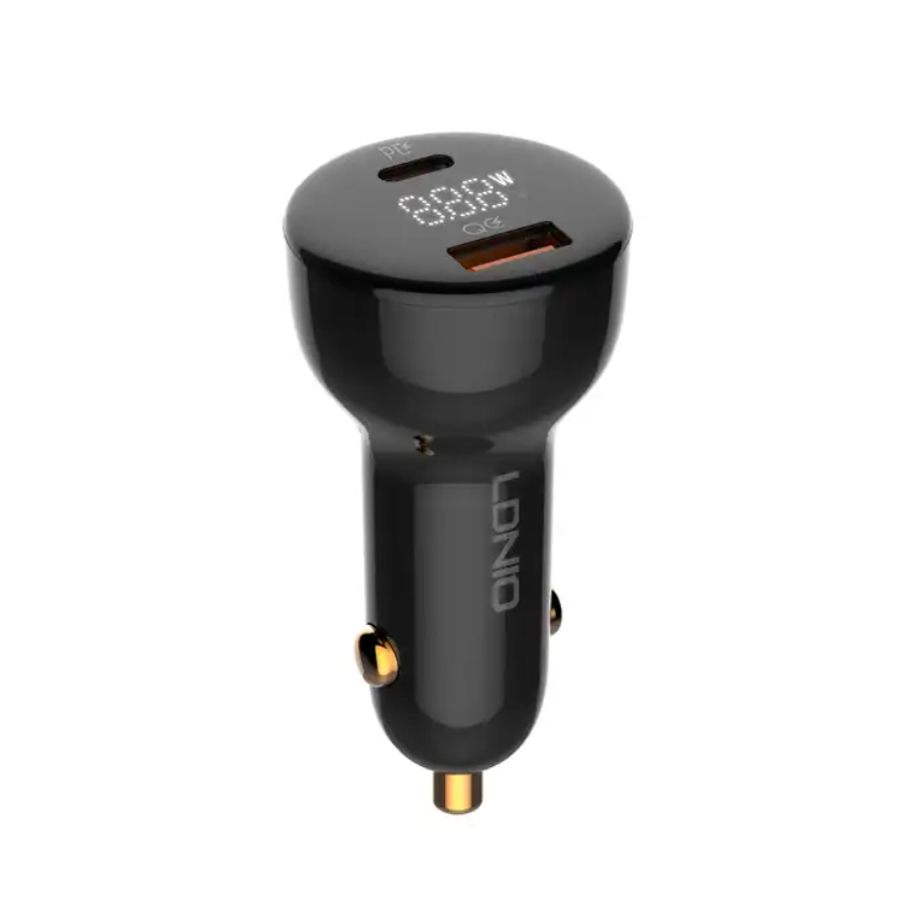 LDNIO 100W multifunction usb c fast portable dual phones laptop pd macbook type c car charger adapters with LED display