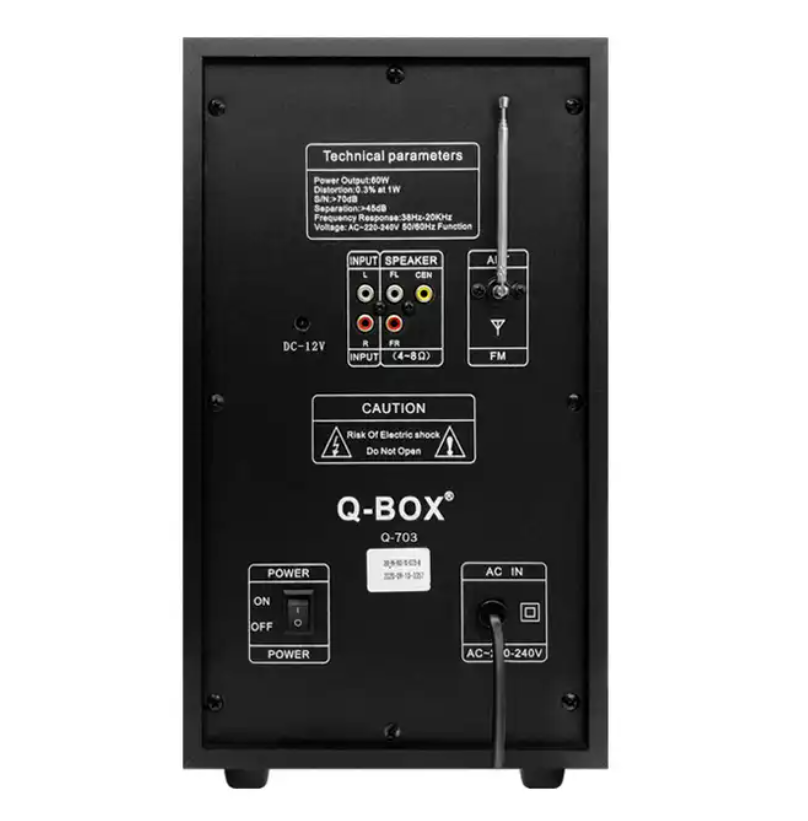 Q-BOX Q-703 New stage feedback speaker min speaker portable sound bar with Subwoofer Home Theatre wireless