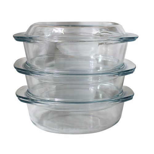 3 Pieces Of Oval Tempered Glass Caserole Serving Dishes/Bowls, 3.5L-Colorless.