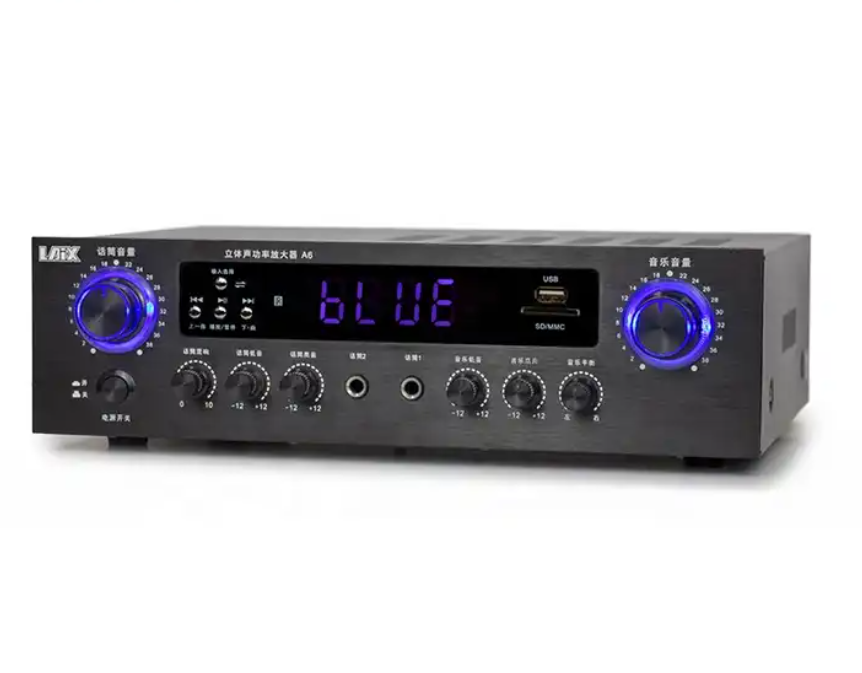A6 Amp Transformer Led Knobs Subwoofers Speaker Home and Stage Stereo Audio Sound Power Amplifier